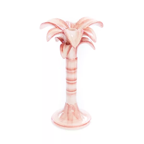 palm tree candle holder pink